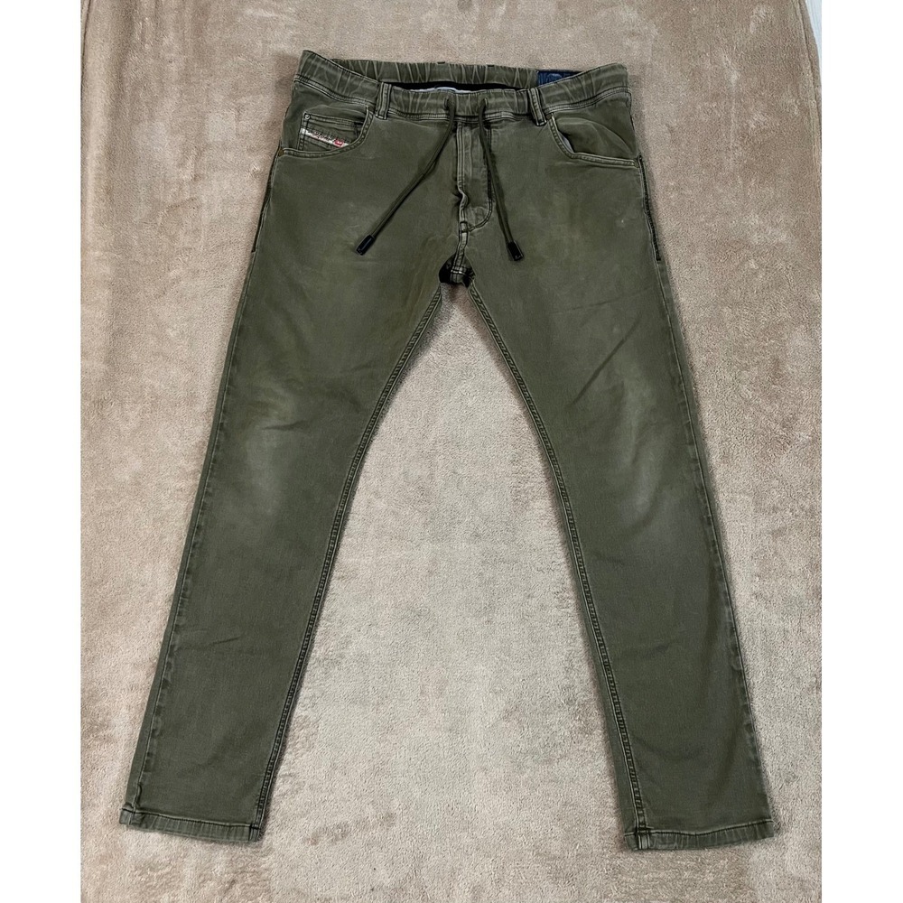 Vintage Diesel Krooney-ne Denim Sweat Pants Men's 30(34) x 29" Green Stretch